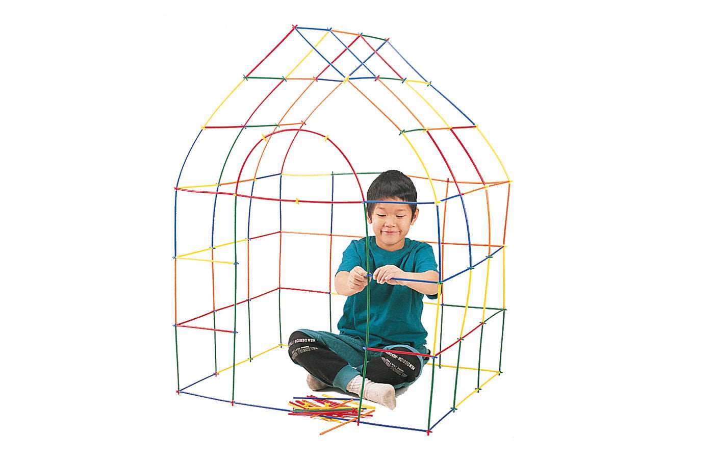 Constructiemateriaal met 'rietjes'