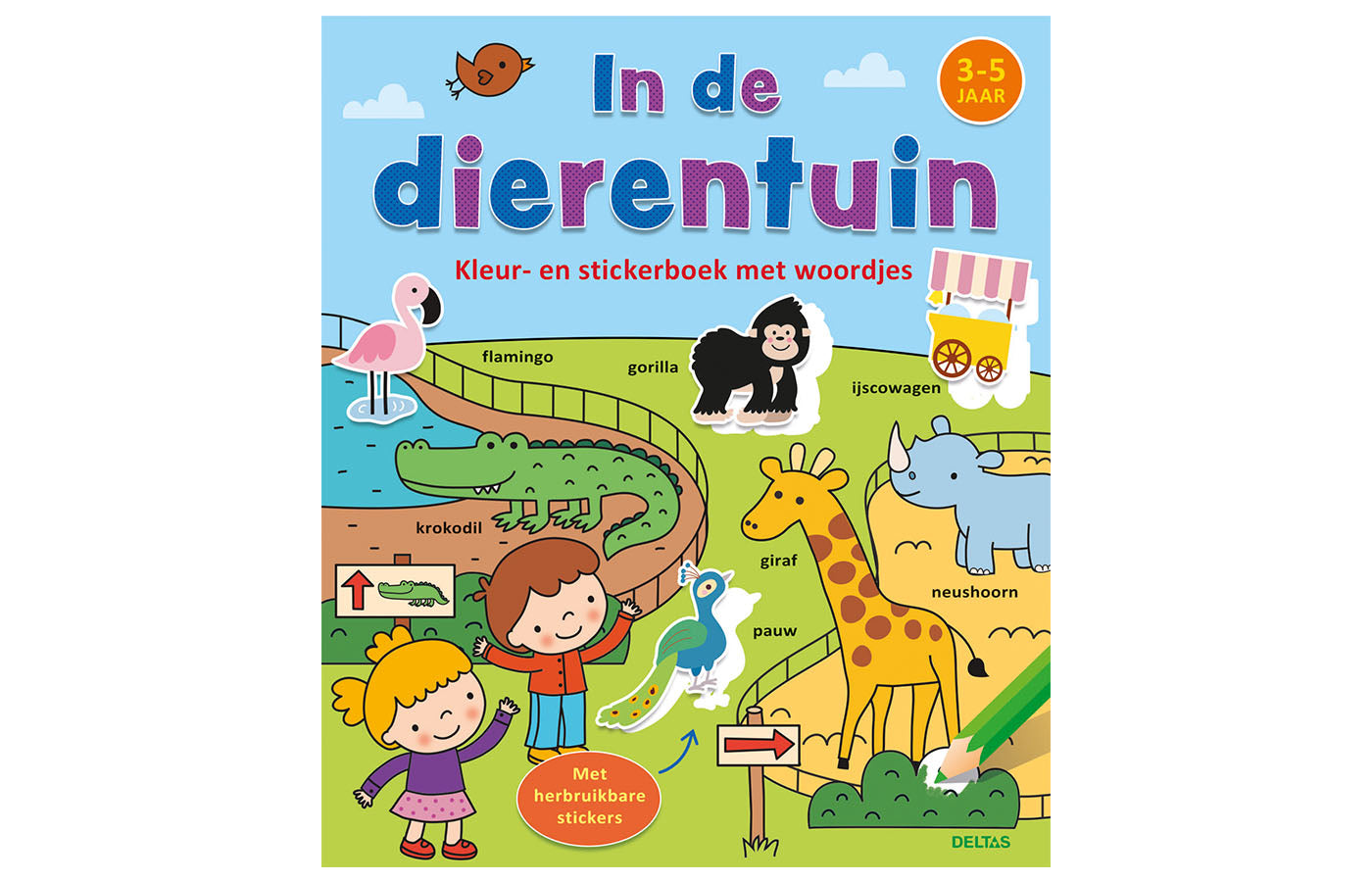 Kleur- en stickerboek met woordjes - in de dierentuin - ZNU