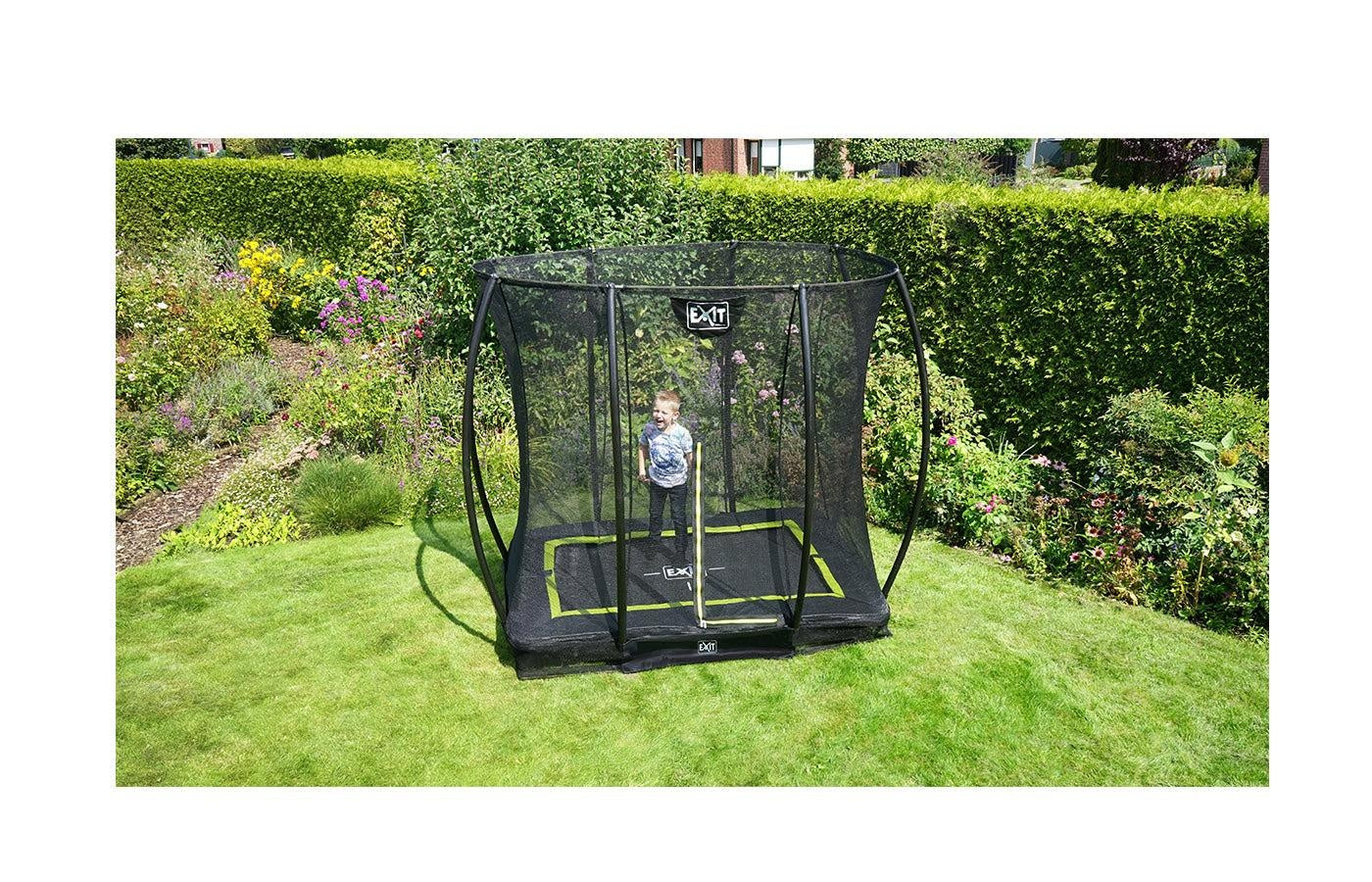 Inground trampoline met veiligheidsnet (rechthoek)